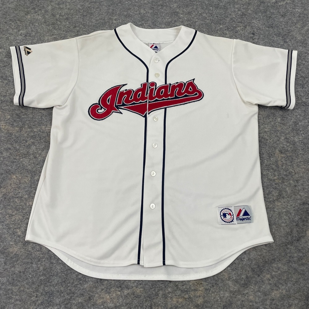 VTG Majestic Cleveland Indians MLB Baseball Jersey White Blank Men's XL/XXL